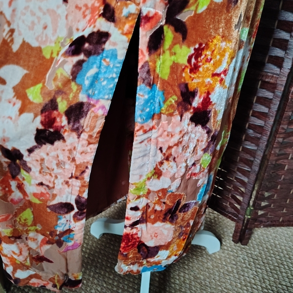 Anthropologie Floral Maxi Dress XSP Romantic Velvet Burnout Boho Whimsical Fairy - Picture 10 of 16
